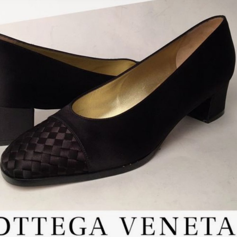 vintage Bottega Veneta Intrecciato BlackSatin Pump